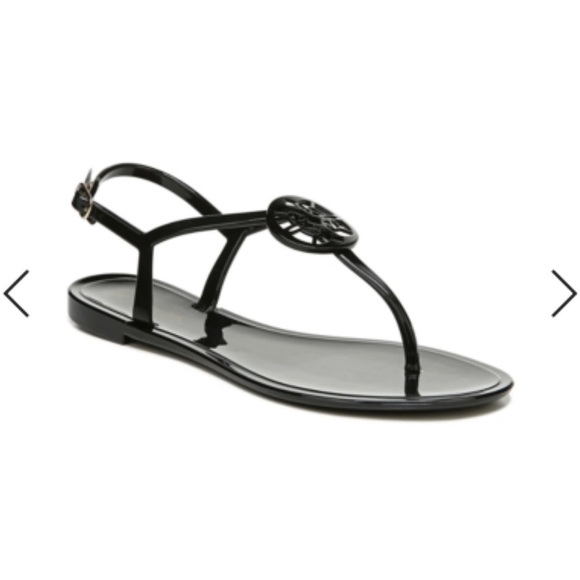 Circus Pink Mae Medallion Jelly Thong Black Sandals size 9 with cushion inserts - Picture 1 of 7